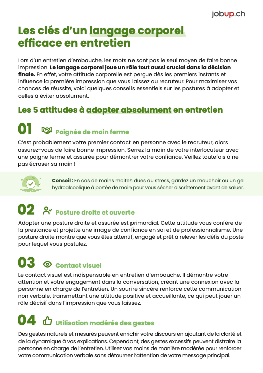 Les clés d’un langage corporel efficace en entretien